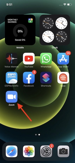 Inicie la aplicación Zoom en su iPhone