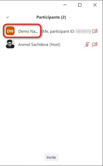 Cambie su nombre de Zoom después de ingresar a una reunión