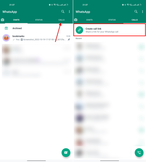 Cómo crear y compartir enlaces de llamadas de audio video de WhatsApp