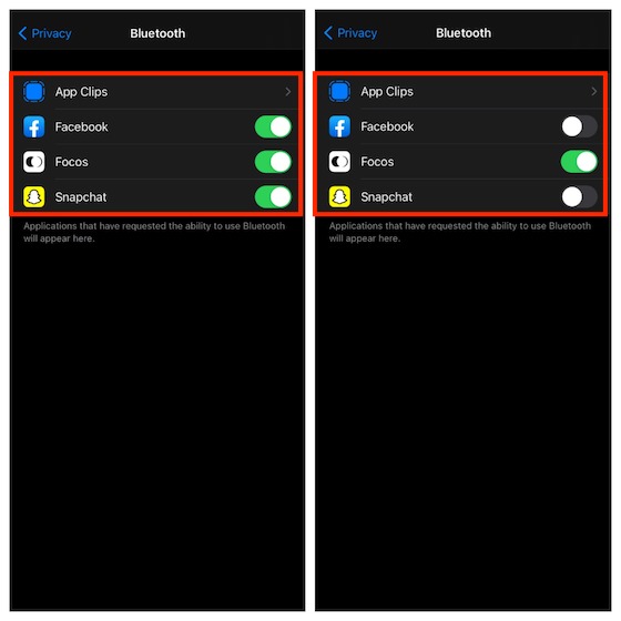 Administrar el acceso de aplicaciones a Bluetooth en iOS y iPadOS