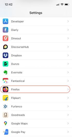 1. Configure Firefox como su navegador predeterminado en iPhone