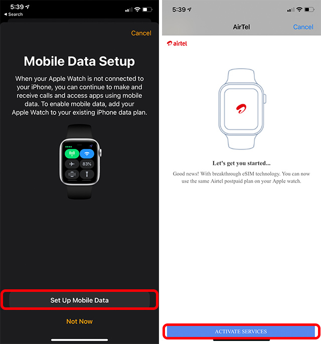 plan de datos para apple watch