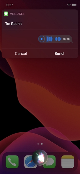 enviar mensajes de voz usando Siri en iPhone