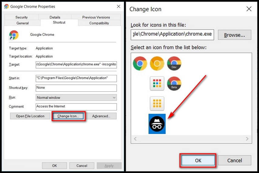 Icono de acceso directo de cambio de Google Chrome
