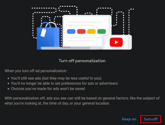 desactivar la personalización de anuncios en Google
