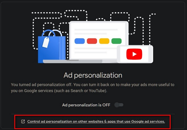 Controlar la personalización de anuncios en otros sitios web