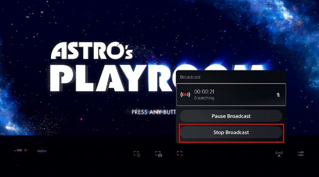 stop brodcast - detener la transmisión del juego de ps5 en Twitch