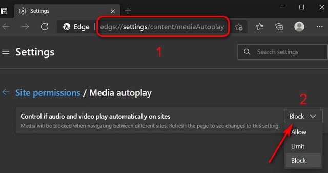 Deshabilitar la reproducción automática de videos en MS Edge