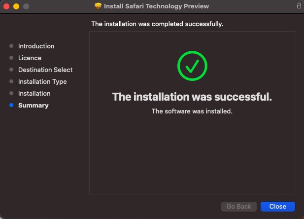La instalación de la vista previa de la tecnología Safari se realizó correctamente: instale el navegador Safari en macOS Big Sur