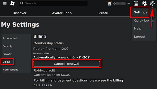 Cómo eliminar la cuenta de Roblox o cancelar la membresía premium