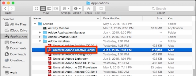 Utilice la herramienta Adobe Creative Cloud Cleaner en Mac - Error de carga de fuentes de Adobe