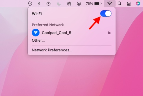 Activar / desactivar Wi-Fi en Mac 
