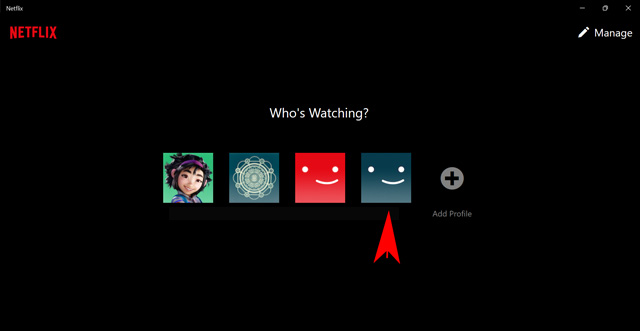 abrir un perfil en la aplicación de Netflix