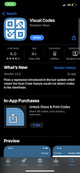 Aplicación de generador de código QR visual para iOS