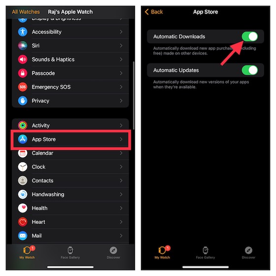 Activar descargas automáticas en Apple Watch 