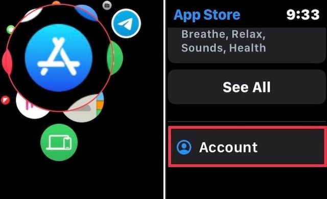 Toque Cuenta en App Store