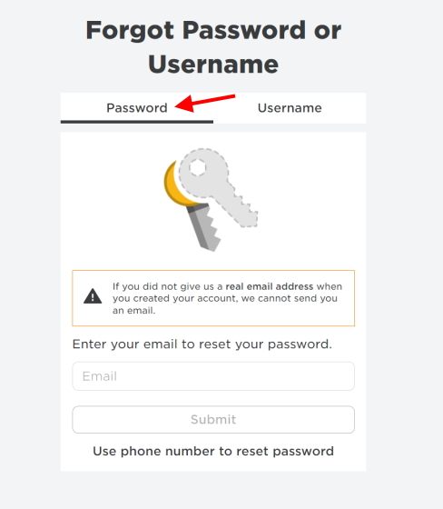 roblox olvidó la contraseña o la página de nombre de usuario