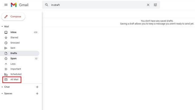 ver todos los correos electrónicos para encontrar correos electrónicos archivados en Gmail
