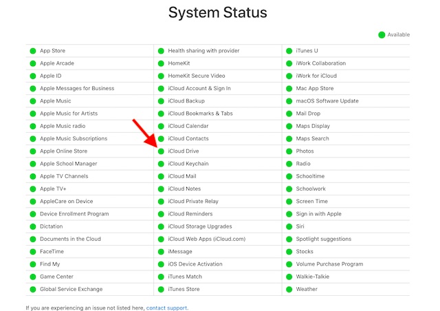 Verifique el estado del sistema de Apple para iCloud