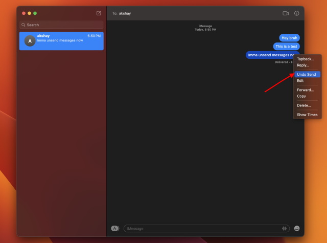 deshacer enviar mensaje en mac