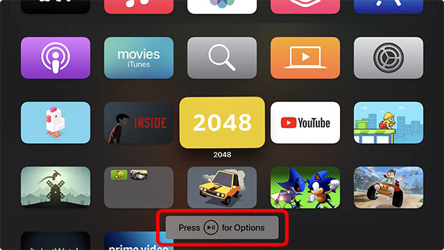 presione el botón reproducir pausa para abrir opciones para aplicaciones