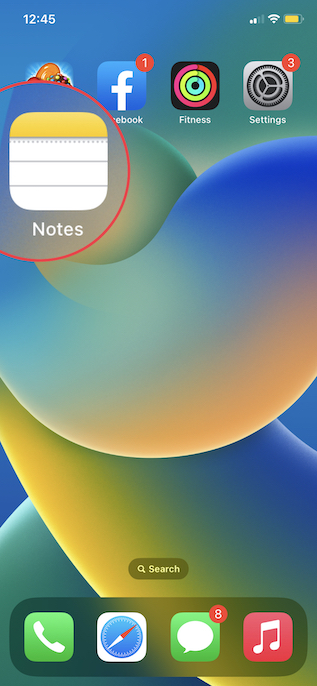 Abrir la aplicación Notas en iPhone
