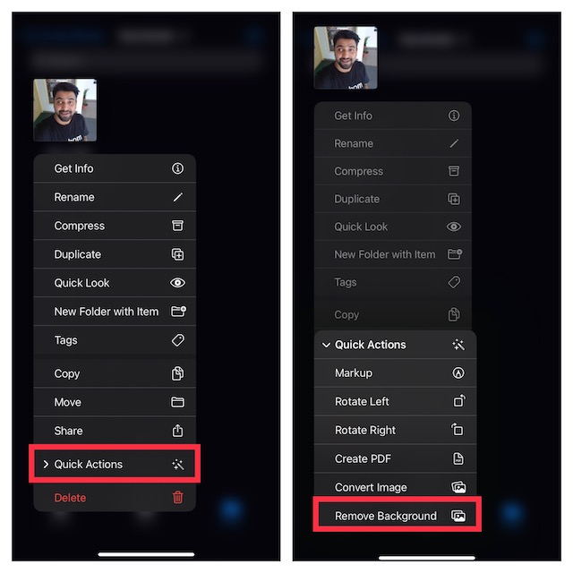Elimine el fondo de las imágenes en iPhone usando la aplicación Apple Files