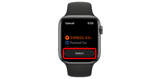 seleccione la aplicación de brújula de apple watch waypoint