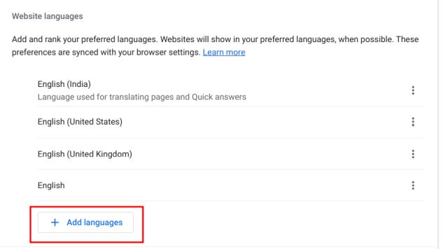 Cambiar el idioma del sitio web en un Chromebook