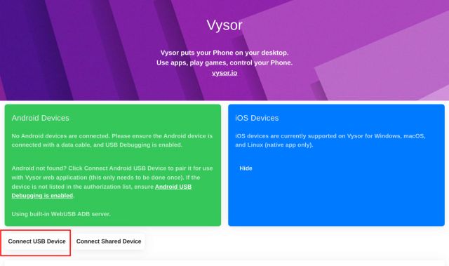 Duplique su teléfono Android en un Chromebook usando Vysor