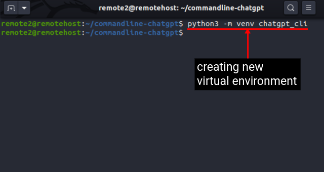 creando un nuevo entorno virtual para ChatGPT en Linux