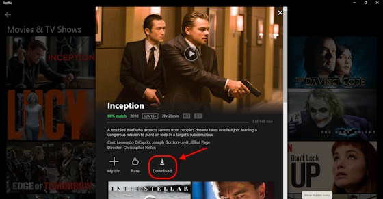 Descarga Inception en la aplicación de Netflix para PC