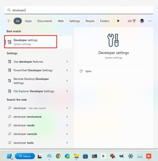 Habilitar la configuración del desarrollador en Windows 11